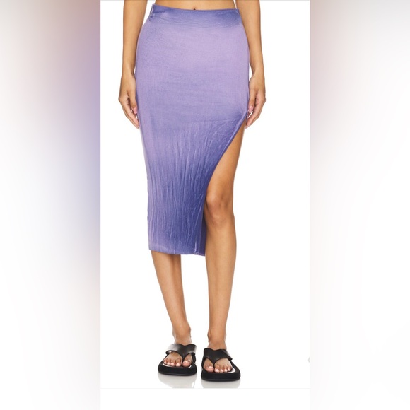 Cotton Citizen Fully Lined Rib Knit Midi Skirt, Lilac Mix, NWT - Picture 2 of 4